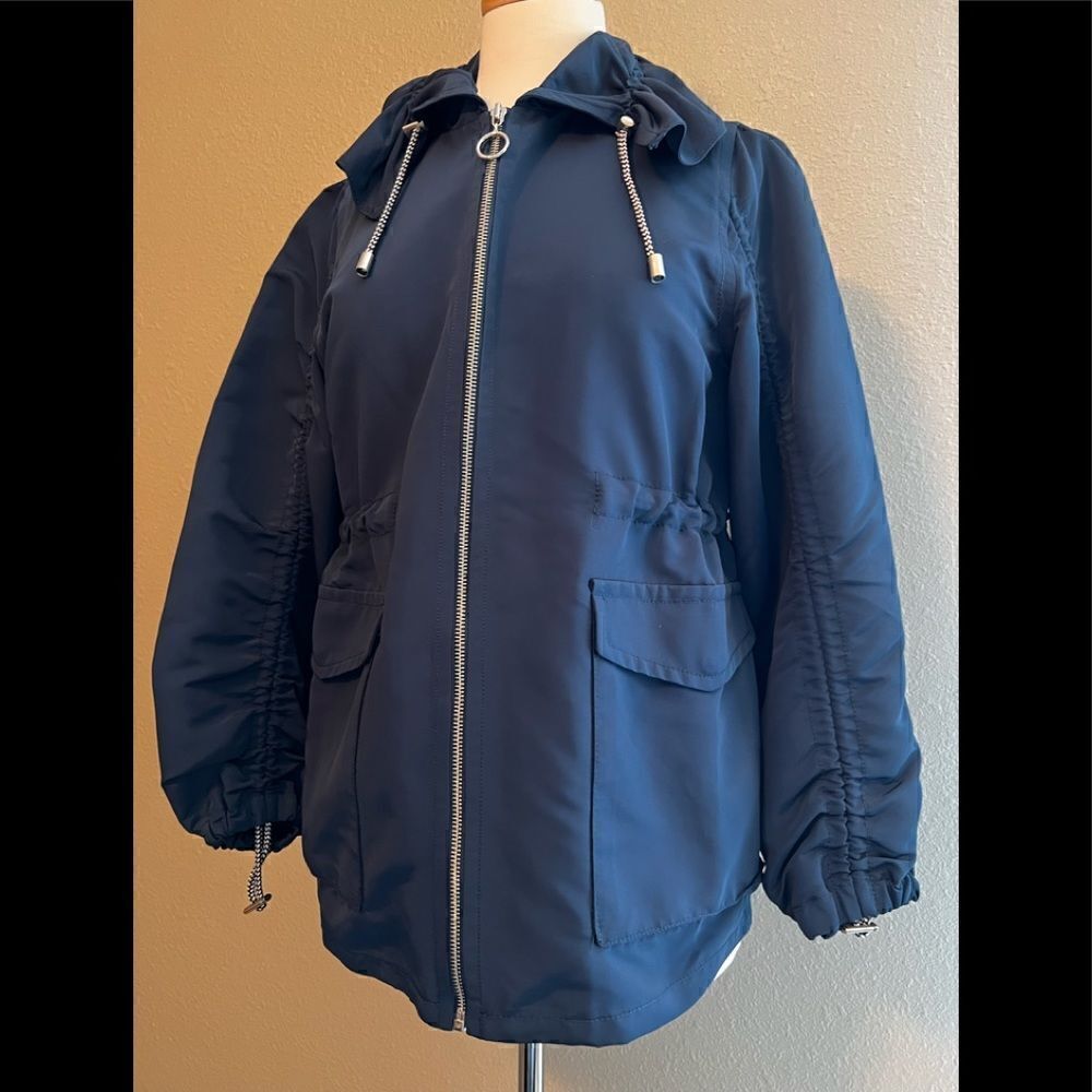 Ann Taylor Cinch Waist Anorak Rain Trench Jacket
